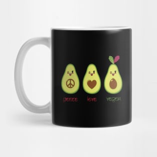 Peace Love Vegan Cute  Avocado Mug